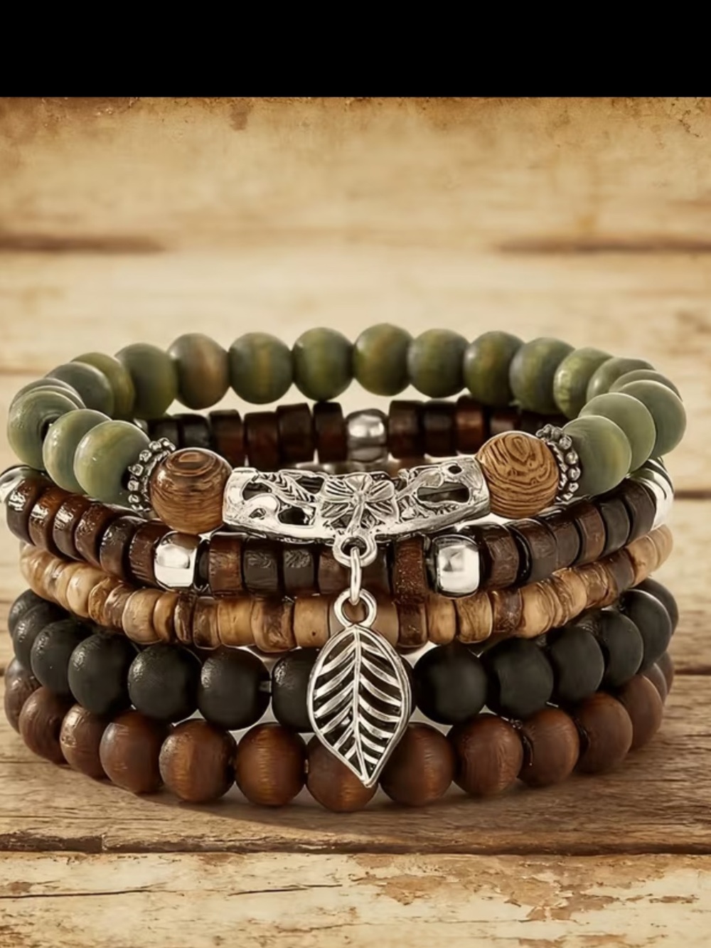 5pc wooden beaded bracelets